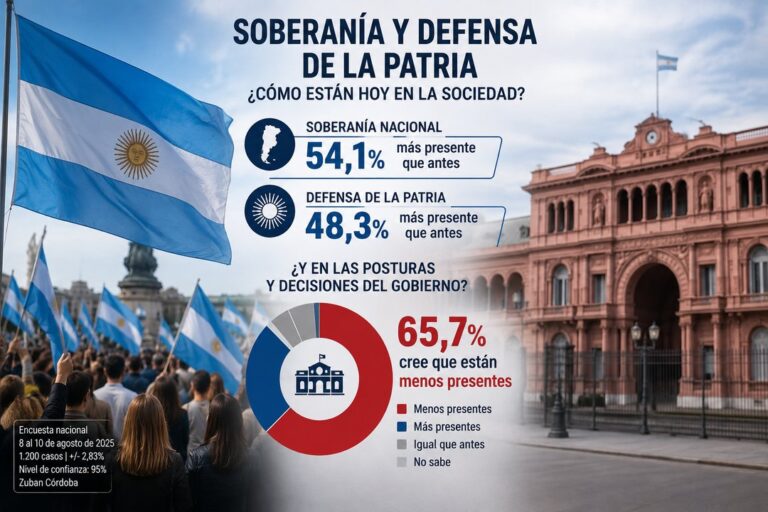 Encuesta revela que el 66% de los argentinos ve menos presencia de la soberanía en el Gobierno