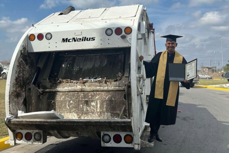 Graduado de Derecho celebra su logro sobre un camión de basura: un ejemplo de esfuerzo y dedicación